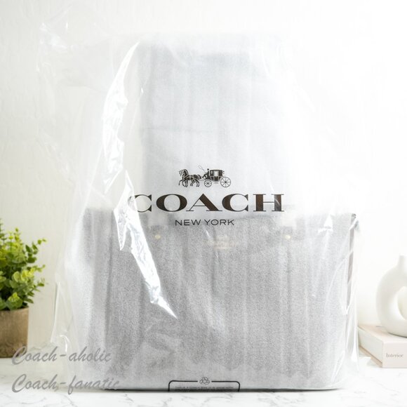 NWT Coach CV402 Gallery Tote Bag Crossgrain Leather Gold/Dark Stone *SEALED* - Picture 5 of 7